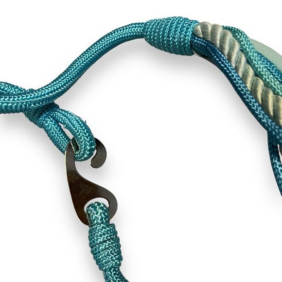 Rhea Knot Front Back Closure Elastic Belt Women's Small Blue Braided VTG Hook - Picture 10 of 11